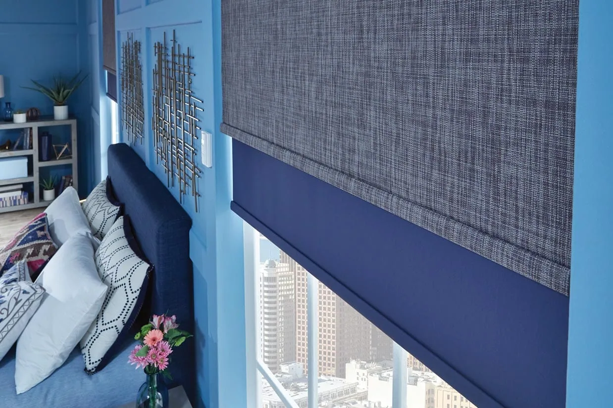 Interior shades installed across large living room windows